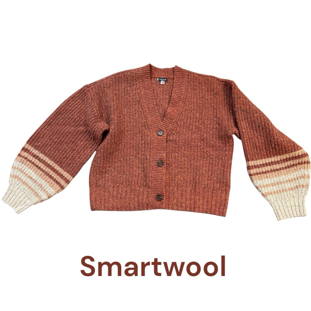 Chunky Ribbed Button-Front Sweater Cardigan - Rust - Picture 2 of 10